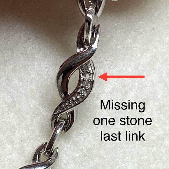 Kay Jewelers Sterling Silver 925 JWBR Infinity Link Diamond Tennis Bracelet FLAW - Picture 4 of 16